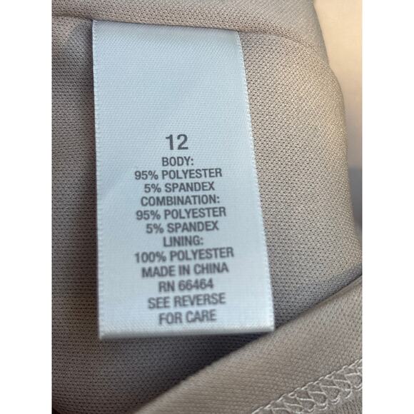 Dress Barn Career Office Dress 12 Short Sleeve Black Tan Lined Figure Flattering - Picture 6 of 9